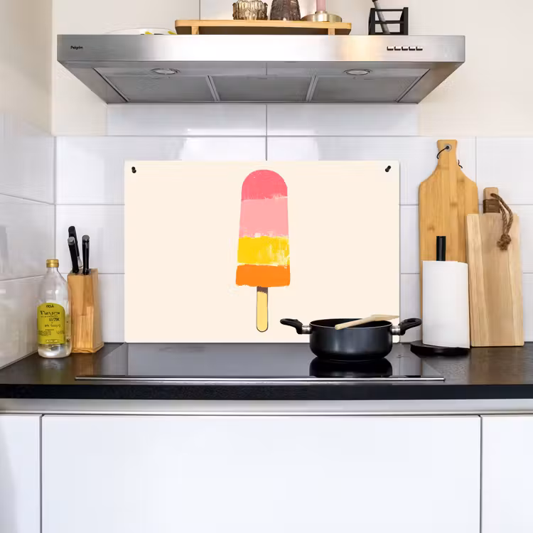 Waterijsje - Retro - Stokje - Roze Inductie beschemer met haakjes klein -sfeer2