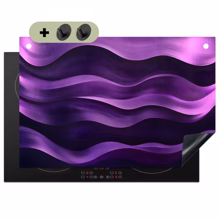 Golven - Abstract - Paars Inductie beschemer met haakjes klein -3d