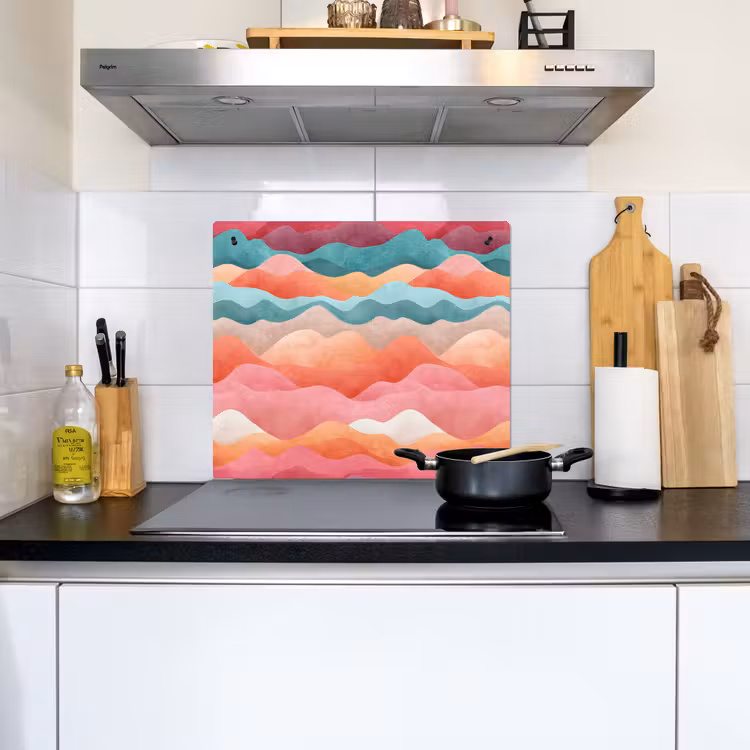 Golven - Kleurrijk - Abstract Inductie beschemer met haakjes middel -sfeer2
