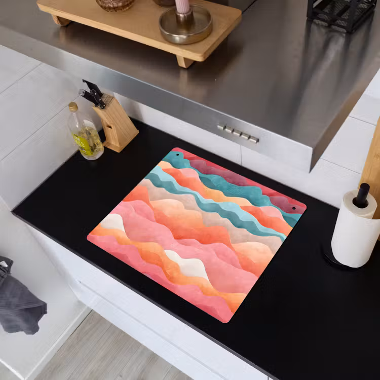 Golven - Kleurrijk - Abstract Inductie beschemer met haakjes middel -sfeer1