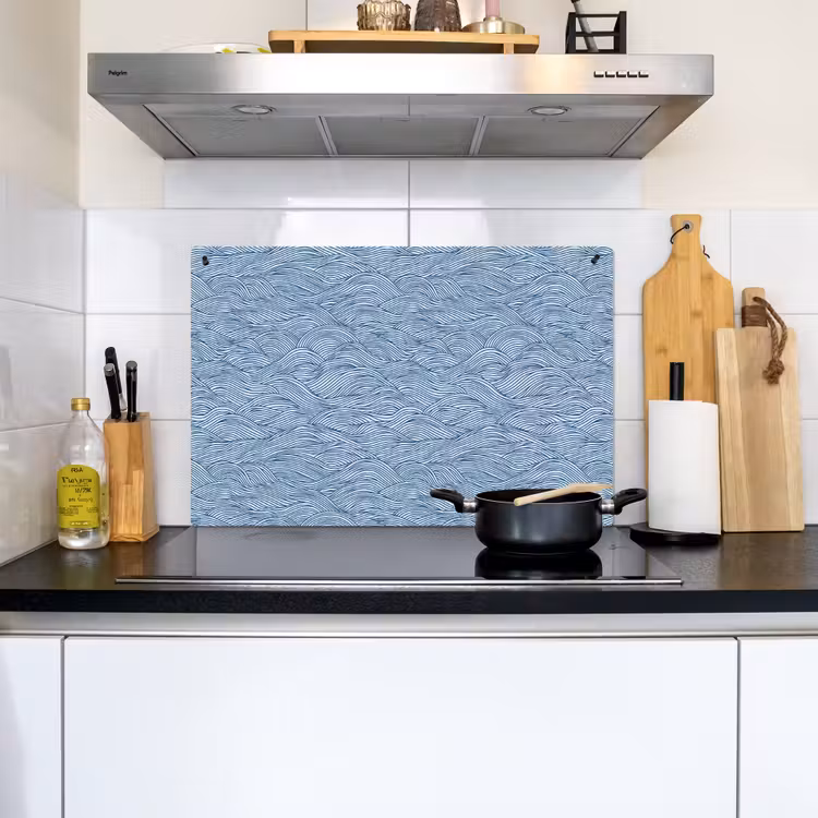 Golven - Ritmisch - Blauw Inductie beschemer met haakjes klein 777 -sfeer2