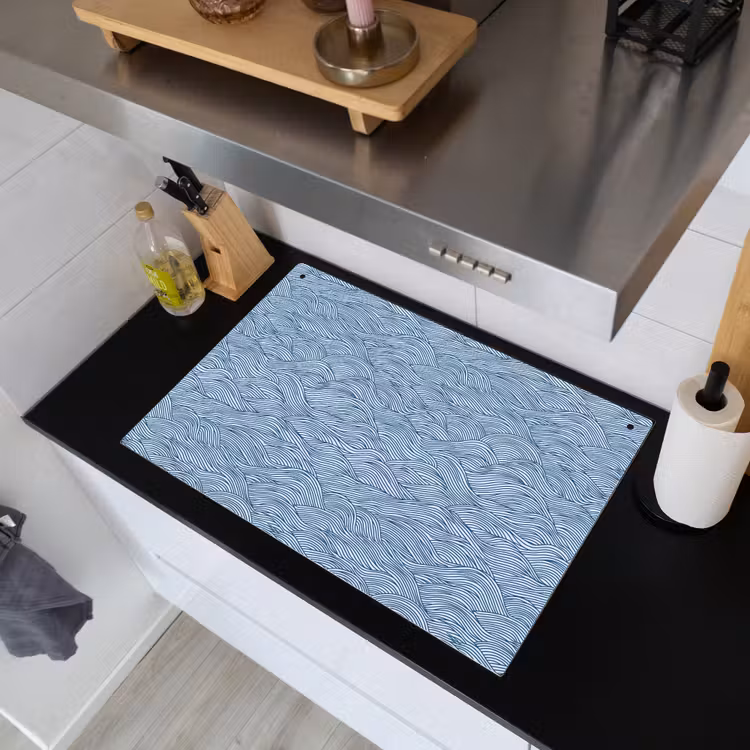 Golven - Ritmisch - Blauw Inductie beschemer met haakjes klein 777 -sfeer1