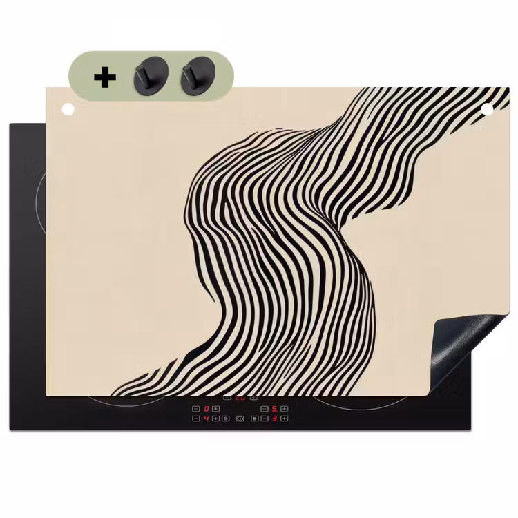 Golvend - Lijnen - Abstract - Silhouet Inductie beschemer met haakjes klein -3d