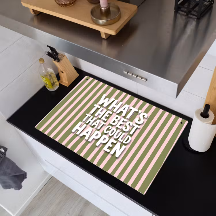 What's the best that could happen - Strepen - Groen - Roze Inductie beschemer met haakjes klein -sfeer1
