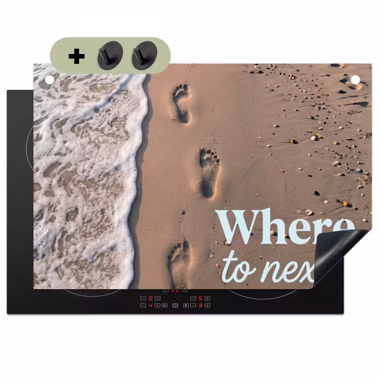 Where to next - Strand - Voetstappen Inductie beschemer met haakjes klein -3d