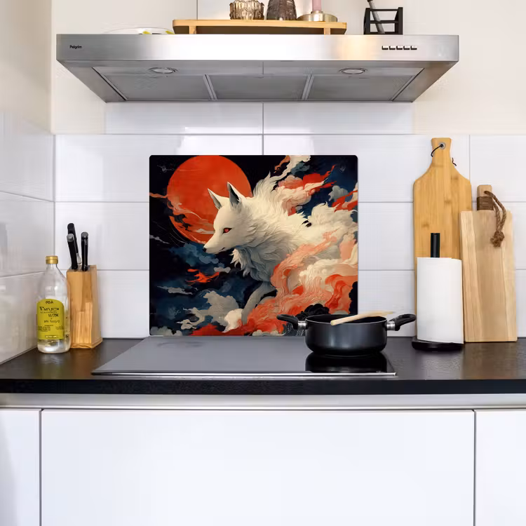 Witte vos - wolken - maan Inductie beschemer met haakjes middel -sfeer2