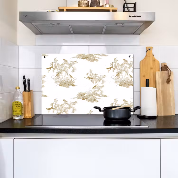 Wit - Apen - Beige Inductie beschemer met haakjes klein 777 -sfeer2