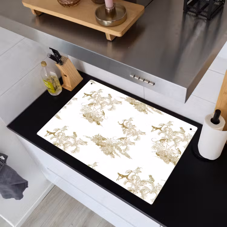 Wit - Apen - Beige Inductie beschemer met haakjes klein 777 -sfeer1