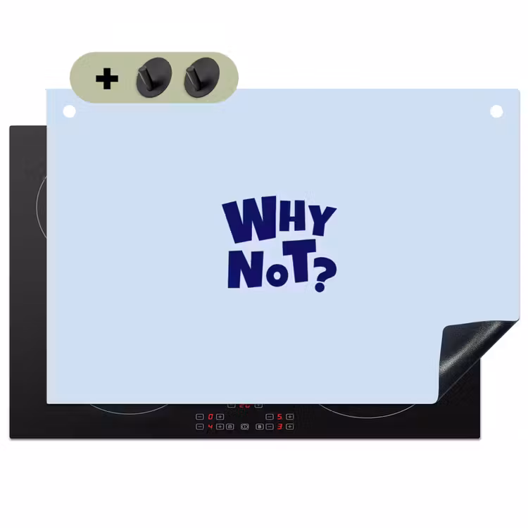Why not - Blauw - Licht blauw - Quote Inductie beschemer met haakjes klein -3d