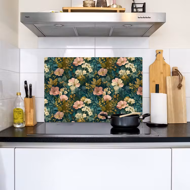 Wilde bloemen - Botanisch - Patroon - Roze - Romantisch Inductie beschemer met haakjes klein 777 -sfeer2