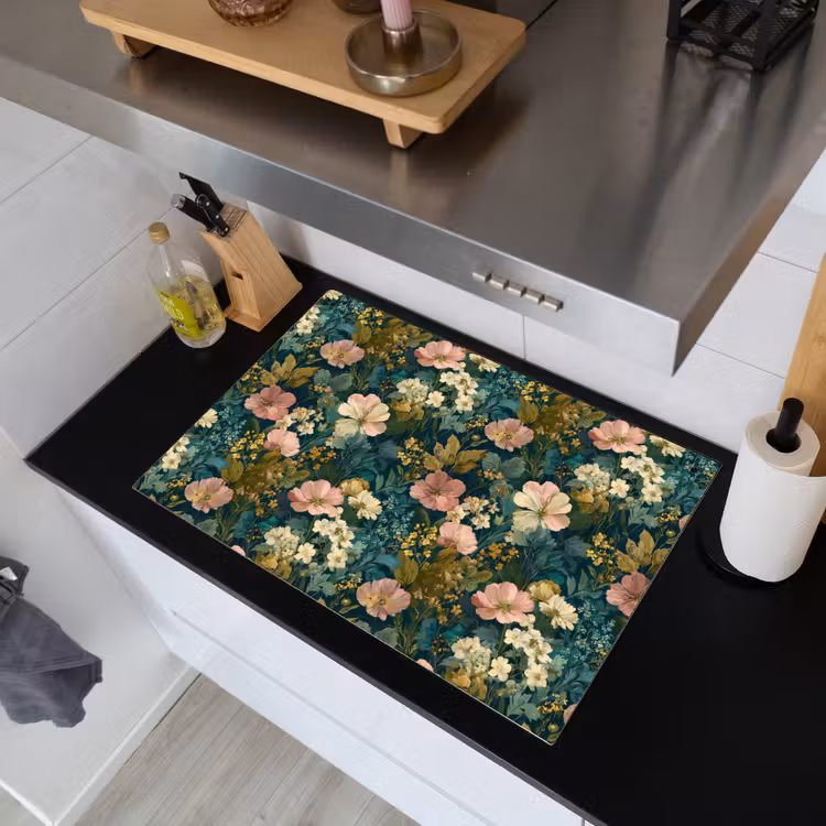 Wilde bloemen - Botanisch - Patroon - Roze - Romantisch Inductie beschemer met haakjes klein 777 -sfeer1