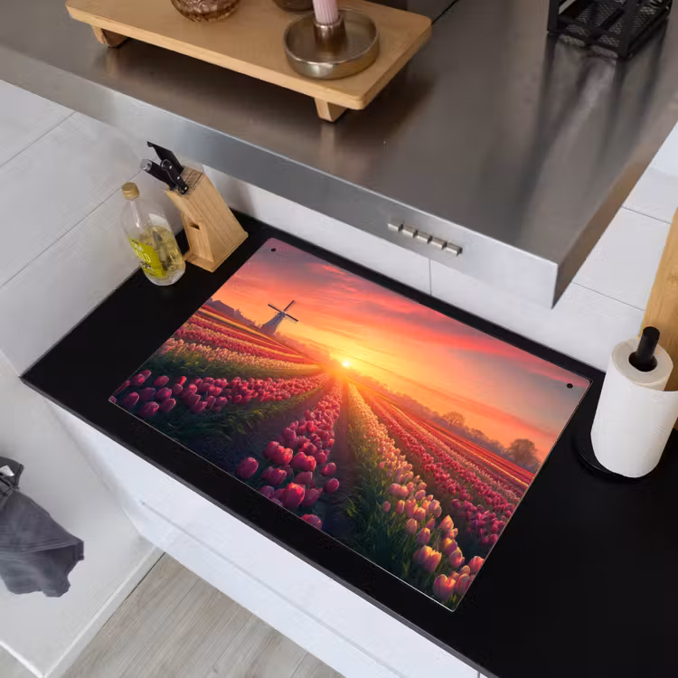 Windmolen - Zonsondergang - Landschap Inductie beschemer met haakjes klein -sfeer1