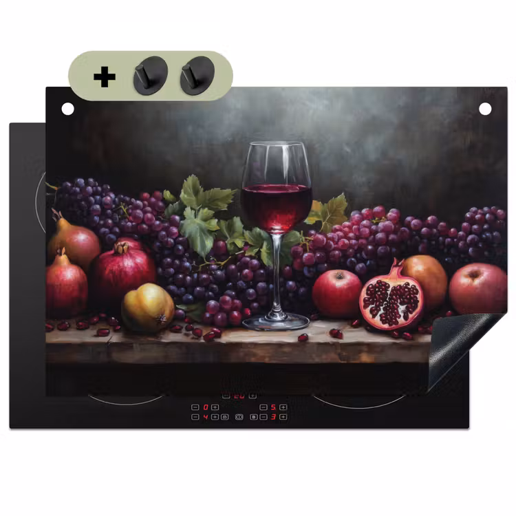 Wijn - Fruit - Stilleven Inductie beschemer met haakjes klein -3d