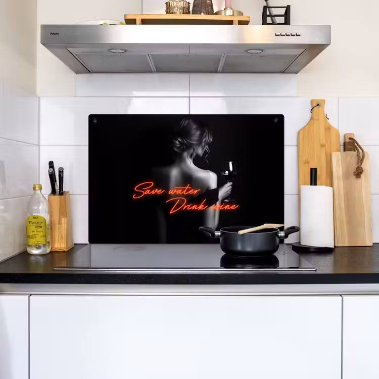 Wijn - Vrouw - Neon - Quote Inductie beschemer met haakjes klein -sfeer2