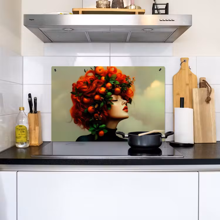 Vrouw - Appels - Rood - Bladeren Inductie beschemer met haakjes klein -sfeer2
