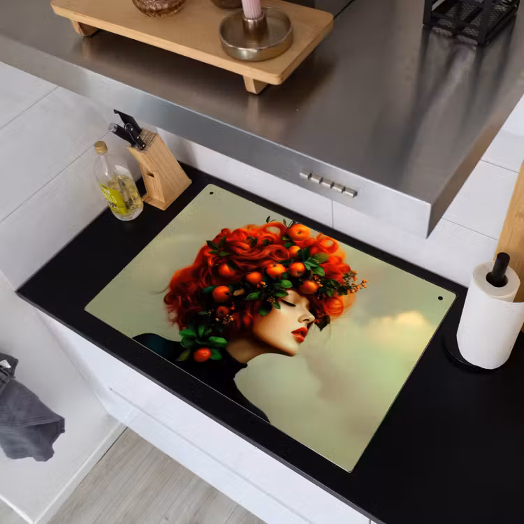 Vrouw - Appels - Rood - Bladeren Inductie beschemer met haakjes klein -sfeer1