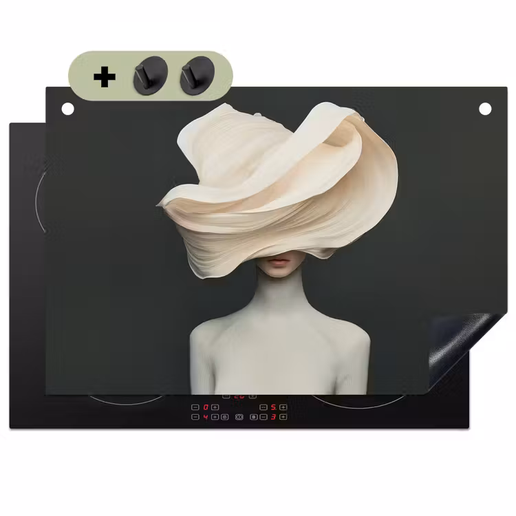 Vrouw - Beige - hoed Inductie beschemer met haakjes klein -3d