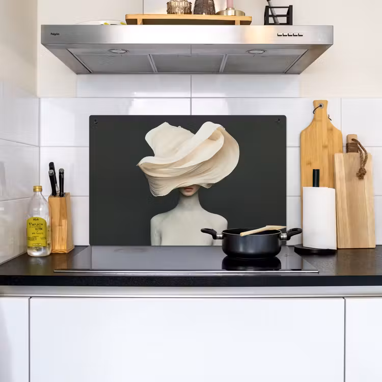 Vrouw - Beige - hoed Inductie beschemer met haakjes klein -sfeer2