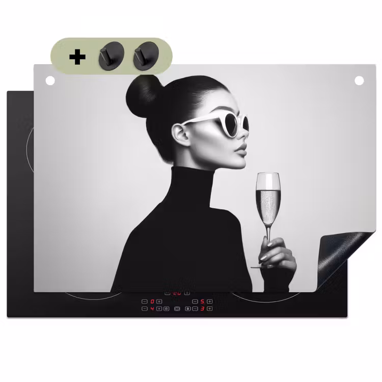 Vrouw - Champagne - Modern Inductie beschemer met haakjes klein -3d