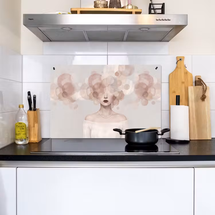 Vrouw - Cirkels - Beige Inductie beschemer met haakjes klein -sfeer2