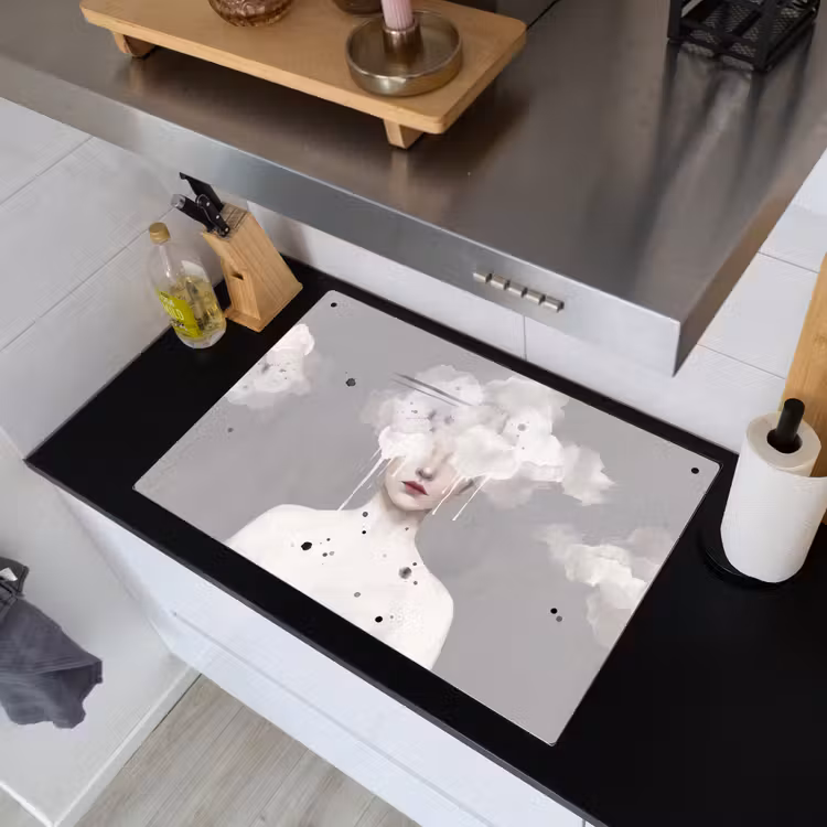Vrouw - Wolk - Grijs Inductie beschemer met haakjes klein -sfeer1