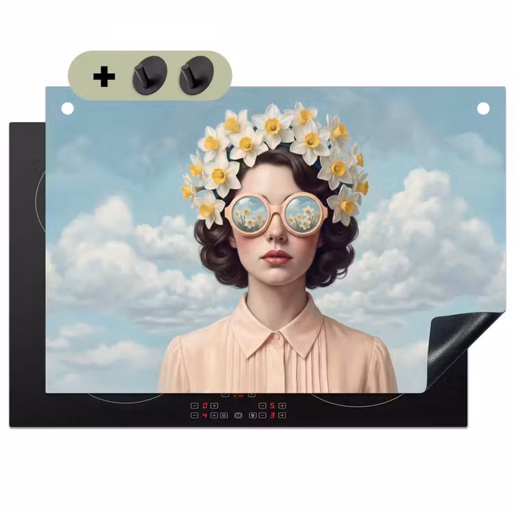 Vrouw - Narcissen - Geel Inductie beschemer met haakjes klein -3d