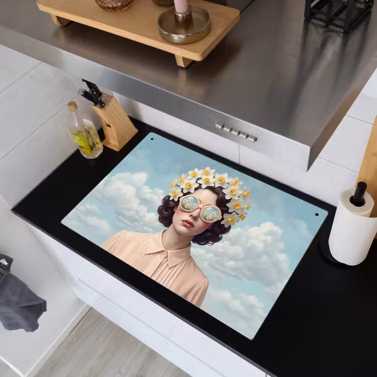 Vrouw - Narcissen - Geel Inductie beschemer met haakjes klein -sfeer1