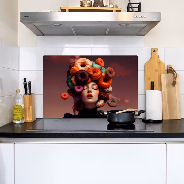 Vrouw - Donuts - Kleurrijk Inductie beschemer met haakjes klein -sfeer2