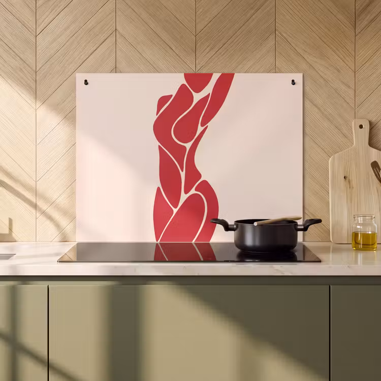 Vrouw - Figuur - Abstract - Modern - Rood Inductie beschemer met haakjes klein -sfeer2