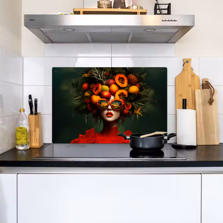 Vrouw - Vruchten - Papaja - Ananas Inductie beschemer met haakjes klein -sfeer2