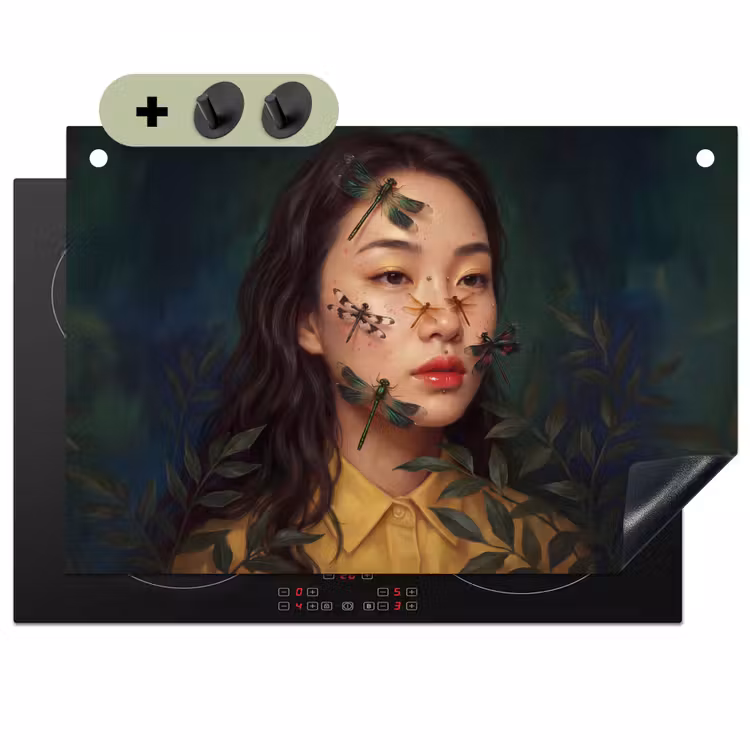 Vrouw - Insecten - Natuur - Portret - Groen Inductie beschemer met haakjes klein -3d