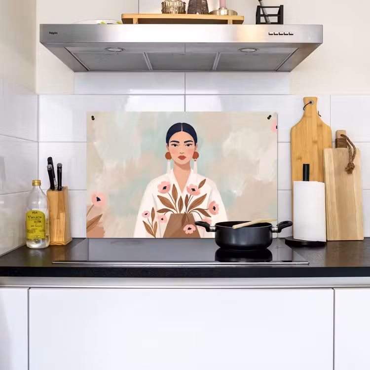 Vrouw - Kimono - Pastel Inductie beschemer met haakjes klein -sfeer2