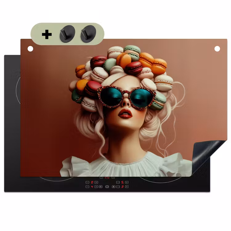 Vrouw - Macarons - Bril Inductie beschemer met haakjes klein -3d