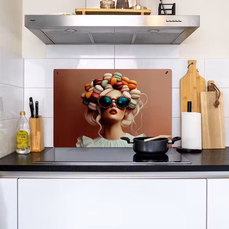 Vrouw - Macarons - Bril Inductie beschemer met haakjes klein -sfeer2