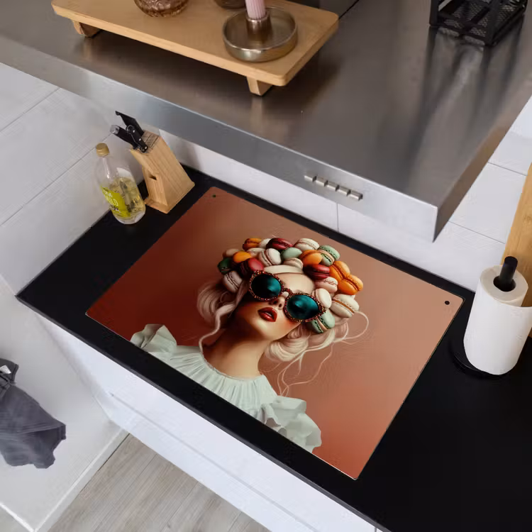 Vrouw - Macarons - Bril Inductie beschemer met haakjes klein -sfeer1