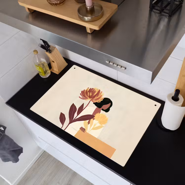 Vrouw - Minimalistisch - Bloem Inductie beschemer met haakjes klein -sfeer1