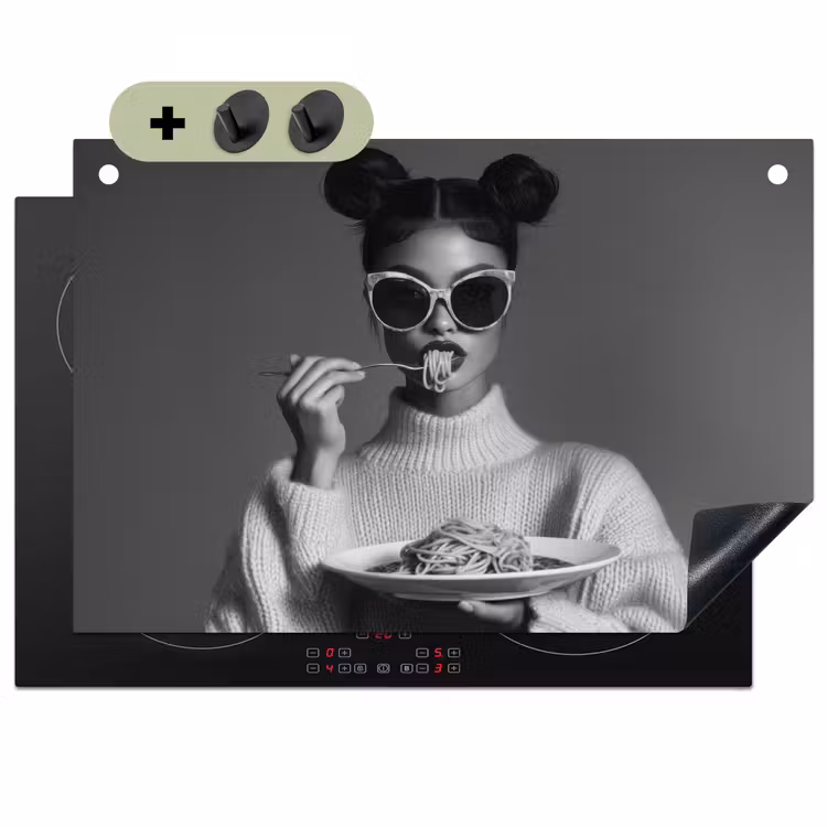 Vrouw - Pasta - Zonnebril Inductie beschemer met haakjes klein -3d