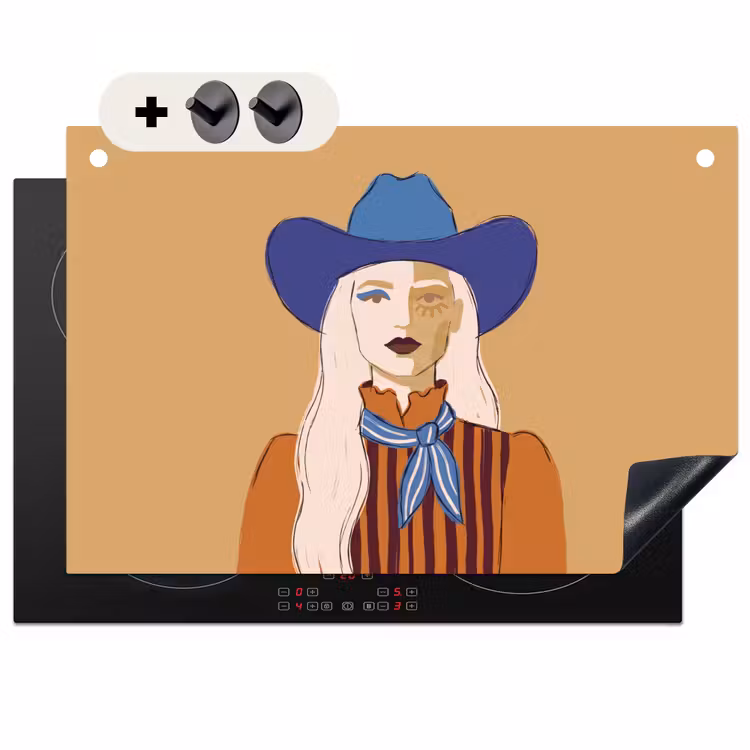 Vrouw - Portret - Abstract - Kleurrijk - Modern Inductie beschemer met haakjes klein -3d