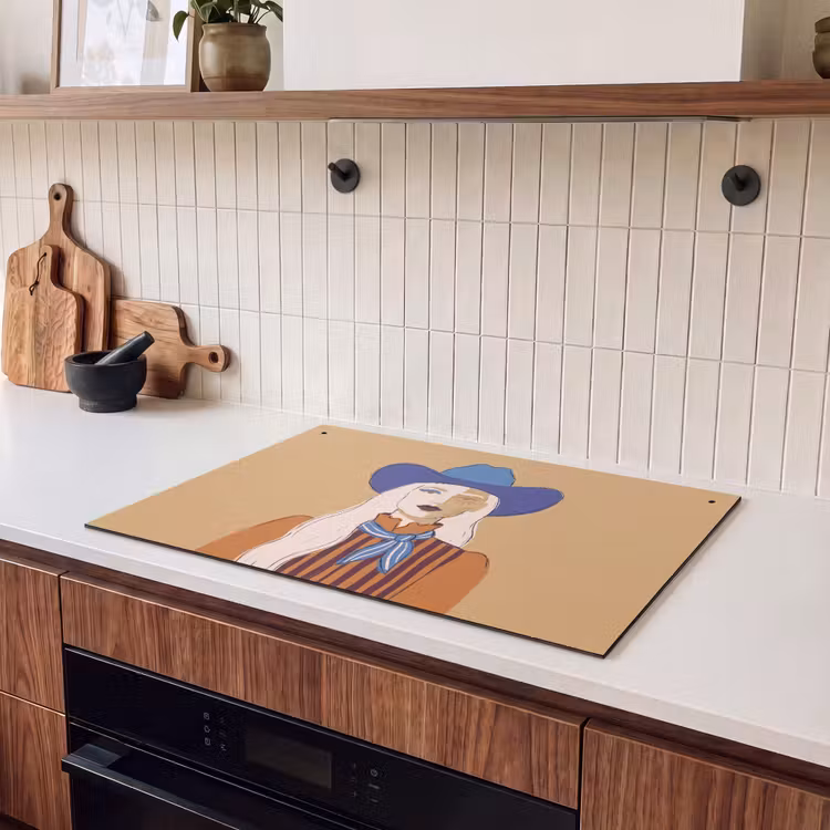 Vrouw - Portret - Abstract - Kleurrijk - Modern Inductie beschemer met haakjes klein -sfeer1