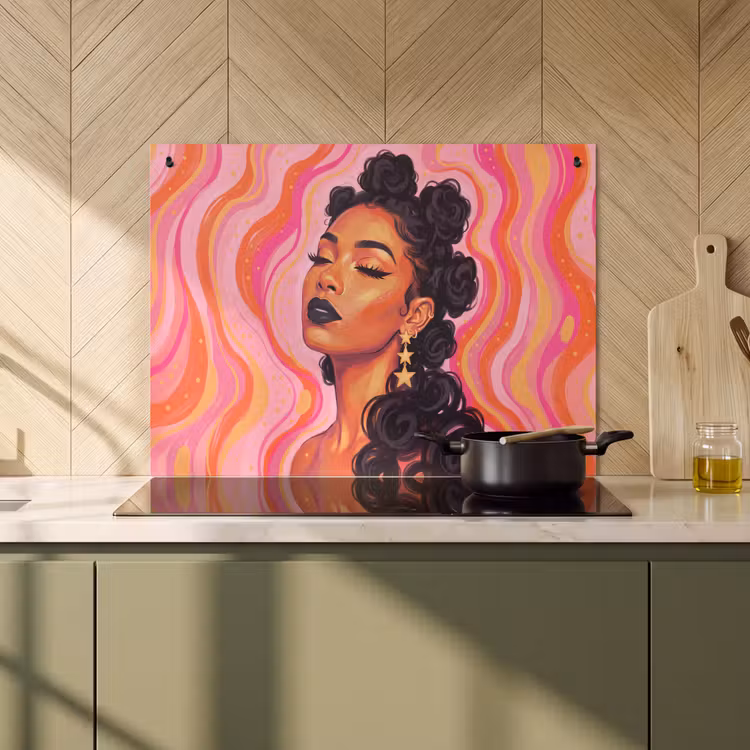 Vrouw - Portret - Abstract - Kleurrijk - Roze Inductie beschemer met haakjes klein -sfeer2