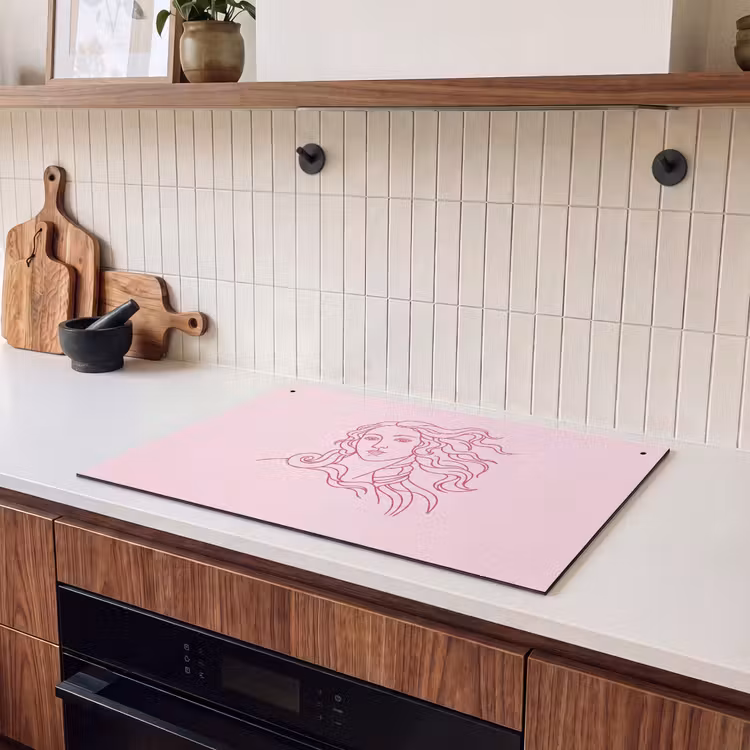 Vrouw - Portret - Klassiek - Line-art - Roze Inductie beschemer met haakjes klein -sfeer1