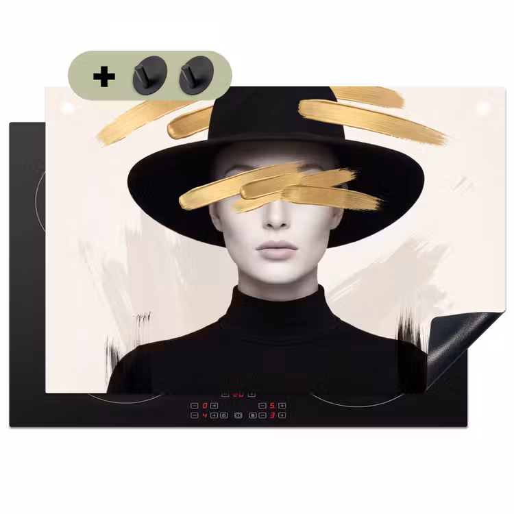 Vrouw - Portret - Modern - Goud - Kunst Inductie beschemer met haakjes klein -3d