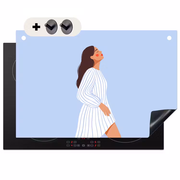 Vrouw - Profiel - Rust - Modern - Illustratie Inductie beschemer met haakjes klein -3d