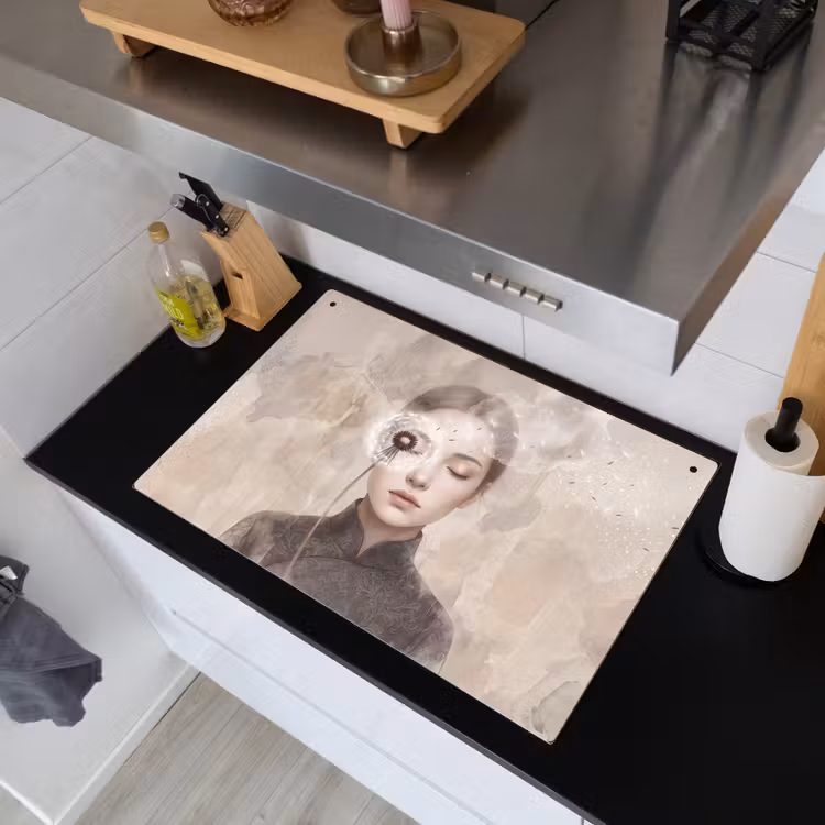 Vrouw - Sereen - Grijs Inductie beschemer met haakjes klein -sfeer1