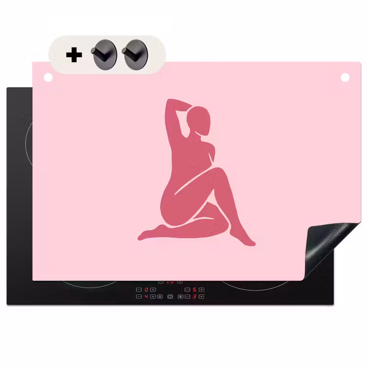 Vrouw - Silhouet - Abstract - Modern - Roze Inductie beschemer met haakjes klein -3d