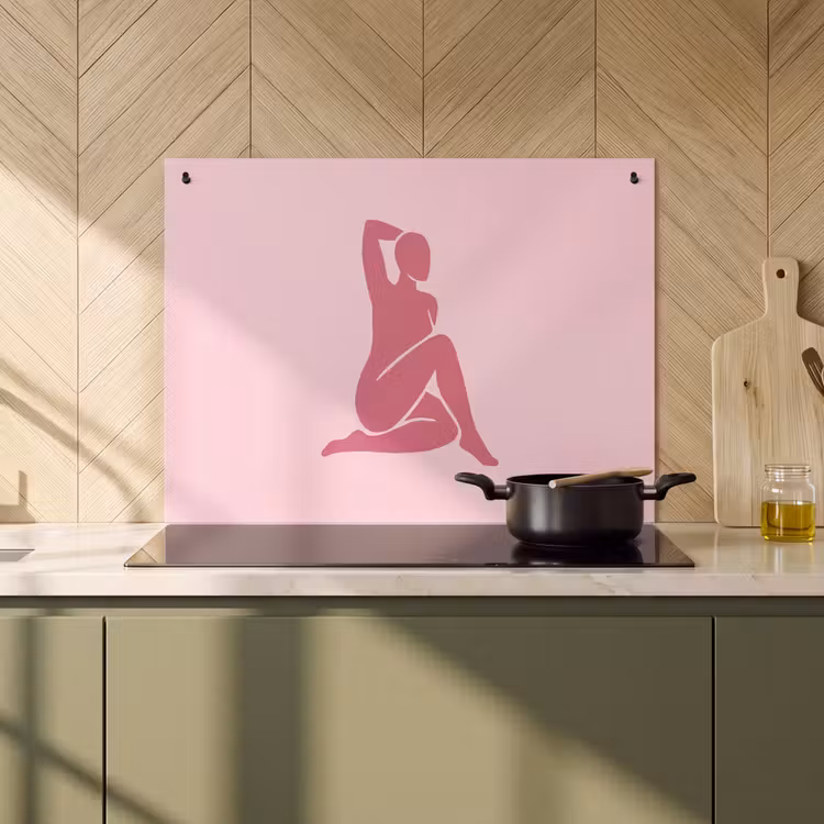 Vrouw - Silhouet - Abstract - Modern - Roze Inductie beschemer met haakjes klein -sfeer2