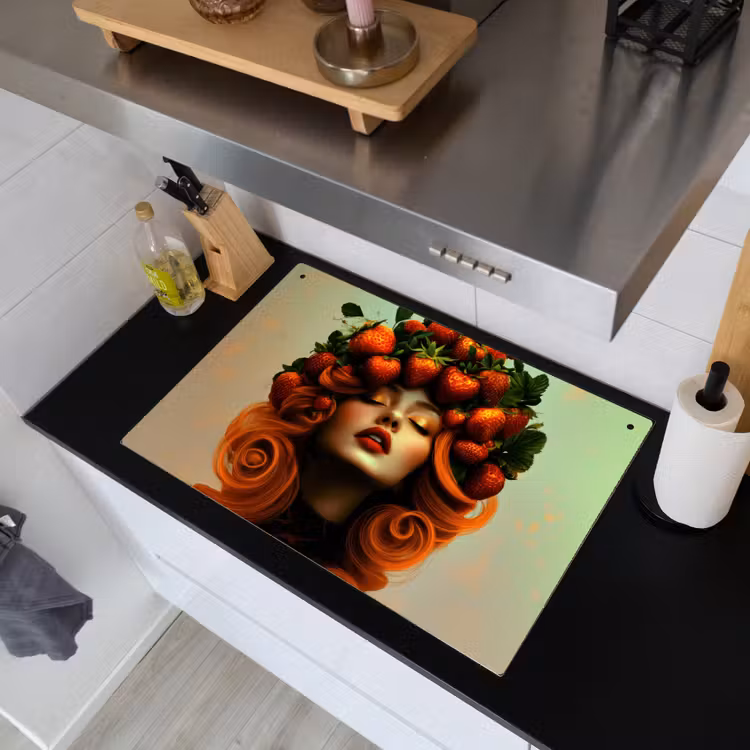 Vrouw - Aardbeien - Kroon Inductie beschemer met haakjes klein -sfeer1