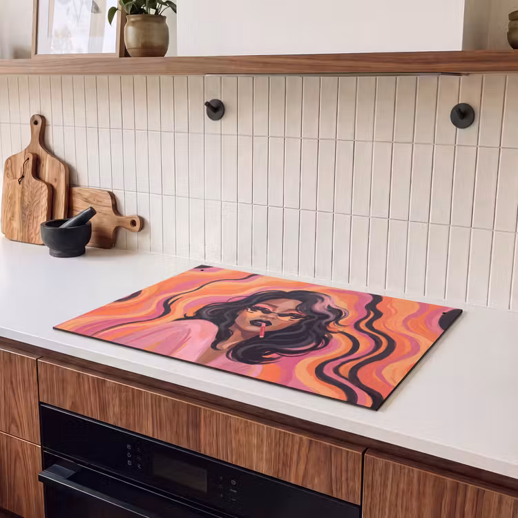 Vrouw - Zonnebril - Modern - Portret - Oranje Inductie beschemer met haakjes klein -sfeer1