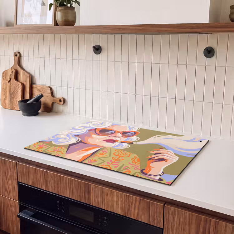 Vrouw - Zonnebril - Portret - Modern - Kleurrijk Inductie beschemer met haakjes klein -sfeer1