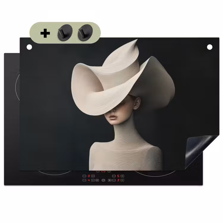 Vrouw - Golvende - Hoed Inductie beschemer met haakjes klein -3d